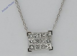 18k White Princess Square Invisible Tile Diamond Pendant (1.25 Ct G VS) - £1,405.71 GBP