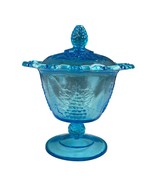 Vintage Indiana Glass Grape &amp; Leaf Colony Blue Lace Edge Pedestal Candy ... - £22.26 GBP