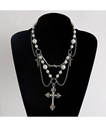 Victorian Gothic Cross Rosary Necklace With Chain Charm Handmade Sacred ... - $373.12 MXN