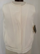 Calvin Klein Women&#39;s Vest Ivory Silk With Zippered Pockets Size 10 NWT - £38.19 GBP