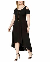 NY Collection Womens Petite Plus 3XP Black High Low Cold Shoulder Maxi Dress NWT - £19.10 GBP