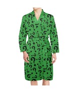 Riddler Riddles Green Questions Men&#39;s Long Sleeve Belted Night Robe Sati... - $76.25 CAD