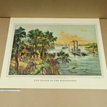 Low Water / Rounding a Bend Mississippi 2 Sided Currier Ives Litho Reprint 12x15 - £14.48 GBP
