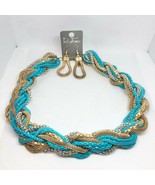 Jewelry Set Fabulous Multi-strand Multi-color Braided Metal Necklace &amp; E... - £12.40 GBP