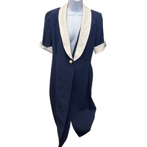 Vtg Cynthia Howie Sz 6 Wrap Dress knee short Sleeve Navy Blue School Gir... - $43.69