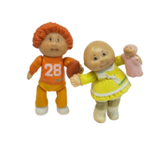 2 Vintage 1983 Cabbage Patch Kids Poseable Pvc Dolls Boy W Football Baby + Doll - £18.67 GBP