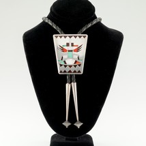 Amazing! Zuni Eagle Dancer Sterling Silver &amp; Inlay Bolo Tie By LN - £1,185.52 GBP