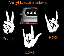 Peace Love Rock Vinyl Decal Sticker Car Window Wall Laptop Hippie Language - £3.77 GBP+