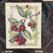 2004 Bucilla Plaid Counted Cross Stitch Kit 43602 Cherries 4.5&quot; x 6.5&quot; NEW - $12.59
