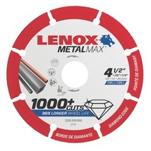 LENOX 1972921 4.5&quot; x 7/8&quot; Arbor MetalMax Diamond Edge Metal Cutoff Wheel - £13.74 GBP
