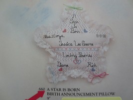 Sandi Phipps A Star Is Born Counted Cross Stitch Birth Announcement Pillow Kit - £6.37 GBP