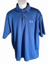 UNDER ARMOUR Men&#39;s Short Sleeve Button Down Polo Shirt Blue XL - £10.06 GBP