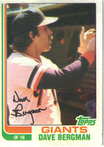 1982 Topps Dave Bergman San Francisco Giants #498 Baseball Card - £1.47 GBP