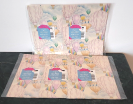 Lot 5 NEW Vtg American Greetings Gift Wrap 30x40 Wrapping Paper Hot Air Balloon - £15.52 GBP