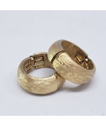 Vintage Trifari Brushed Gold Tone Chunky Clip Huggie Hoop Earrings  - £19.48 GBP