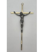 Vintage Brass Pewter Tone Crucifix Wall Cross 10&quot; Catholic Christian Jes... - $251.25 MXN