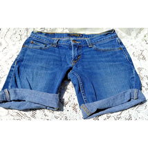 Levis 524 Too Superlow Womens Cut Off Shorts Medium Blue Denim Cotton Stretch 3s - $8.95