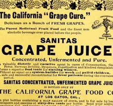 Sanitas California Grape Juice 1894 Advertisement Victorian Beverage Cur... - $17.50