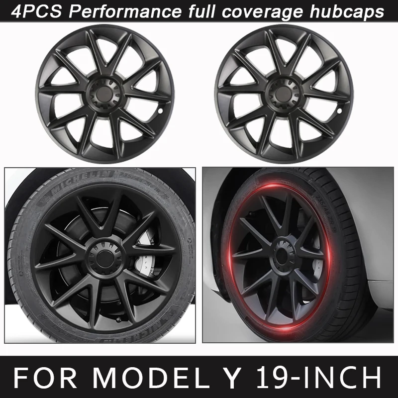 4PCS Hub Cap Performance Replacement for Tesla Model Y Wheel Cap Automobile - £158.92 GBP
