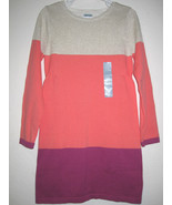 NWT Girls Baby Gap Gold Sparkle Color Block Sweater Dress Sz 12-18 - £11.84 GBP