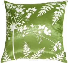 Pillow Decor - Green with White Spring Flower and Ferns 20x20 Pillow - £23.91 GBP