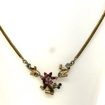 Vintage Signed 12k Gold Filled Victorian Art Deco Rhinestone Lariat Necklace 18 - £59.35 GBP