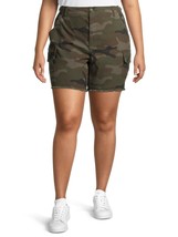 Terra &amp; Sky Women&#39;s Plus Denim Utility Shorts Size 20W Camouflage Frayed Hem - £17.17 GBP