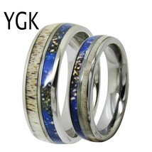 Jewelry Love Forever Ring Deer Antler Inlay Silver Dome Tungsten Ring Tungsten W - £30.94 GBP