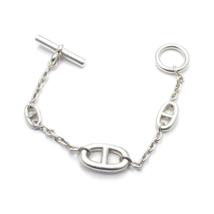 Authentic! Hermes Sterling Silver Chaine D&#39;Ancre Toggle Bracelet 6.5&quot; - £1,381.70 GBP