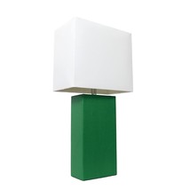 Elegant Designs LT1025-GRN Modern Genuine Leather Table Lamp with White Fabric S - £41.22 GBP