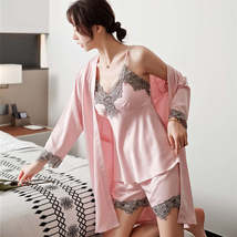 Lace Satin Pajamas Gown Set - £29.44 GBP+