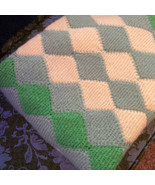 VTG Afghan Crochet Blanket Handmade Throw Quilt Multicolor Diamond Patte... - $61.54 CAD