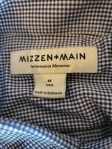 Mizzen + Main Performance Menswear Shirt M Trim Blue Check Short Sleeve Button - £21.09 GBP