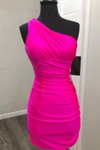Hot Pink One Shoulder Tight Short Homecoming Dress - £78.76 GBP