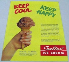 1950 Print Ad Sealtest Ice Cream Chocolate Cone Keep Cool, Happy - £7.70 GBP