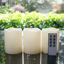 Outdoor Waterproof Flameless LED Pillar Candles with Remote  Battery Operated. - £25.49 GBP