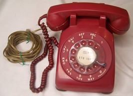 1956 Antique Bell Western Electric Red Rotary Dial Telephone Desk Phone 500 - £77.66 GBP