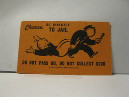 1985 Monopoly Board Game Piece: Go To Jail Chance Card - $0.75