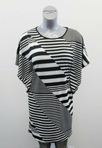Devia Women&#39;s Black White Striped Drop Shoulder Sleeve Dress Size Medium... - $7.92