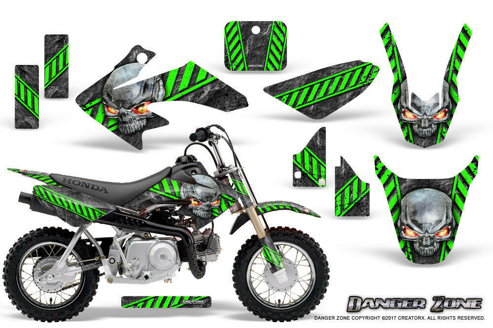 HONDA CRF 50 GRAPHICS KIT CREATORX DECALS STICKERS DANGER ZONE GREEN - $108.90