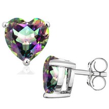 6MM Heart Cut Mystic Topaz 2CTW Stud Earrings in Sterling Silver - $38.35