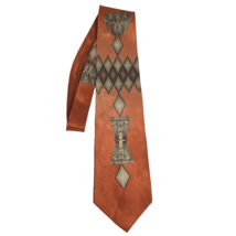 Bruno Conte pink peach Multicolor Tie Handmade 100% Silk Geometric - $24.30