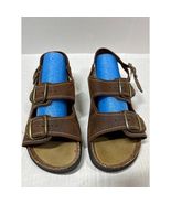Nunn Bush Men&#39;s Brown Genuine Leather Sandals 2 Adjustable Strap Buckles... - $27.45