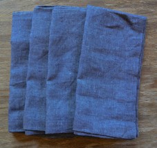 Set of 4 Chambray Linen Denim Blue Napkins - Pine Cone Hill  - £37.52 GBP