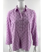 Talbots Lilac Purple Womens Collared Shirt Top Sz Large Petite Swiss Dot... - $558.68 MXN