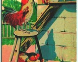 Hearty Easter Greetings Crowing Rooster Hen House Chicks 1909 DB Postcar... - $9.85