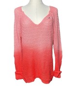 HOLLISTER Womens Medium Pink Coral Ombre Knit Deep V-Neck Beach Sweater ... - $22.76