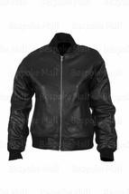 New Women&#39;s Bomber Black High Quality Real Cowhide Leather Motorcycle Ja... - $161.99+