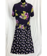 Vtg White Stag Women&#39; 2 pc Pullover Dress Button Jacket Floral Crinkled ... - $32.29 CAD