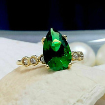 1.25Ct Pear Cut Emerald Vintage Engagement  Ring in 14K Yellow Gold Finish - £81.87 GBP